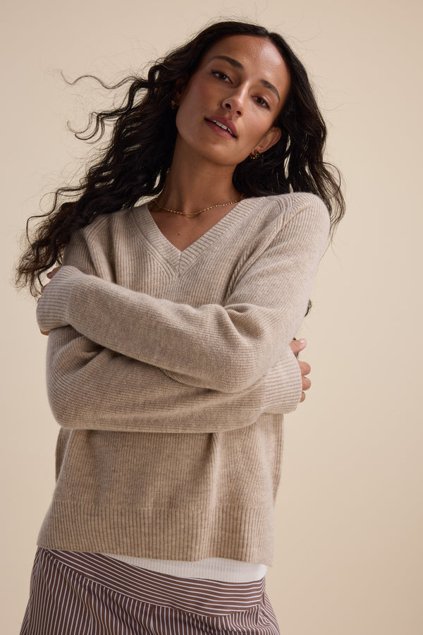 Elementary Cashmere Blend V Neck Sweater
