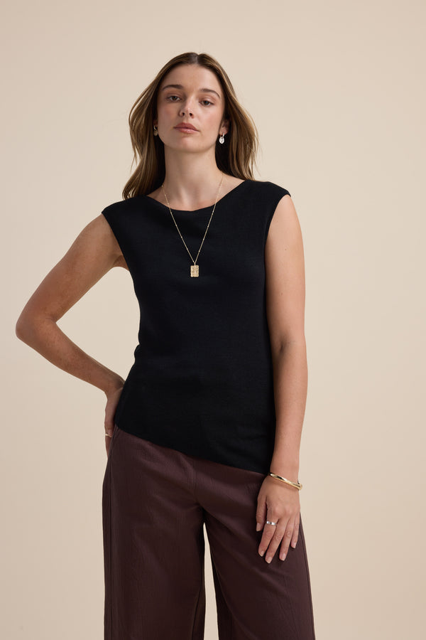 Sloane Asymmetric Merino Silk Top