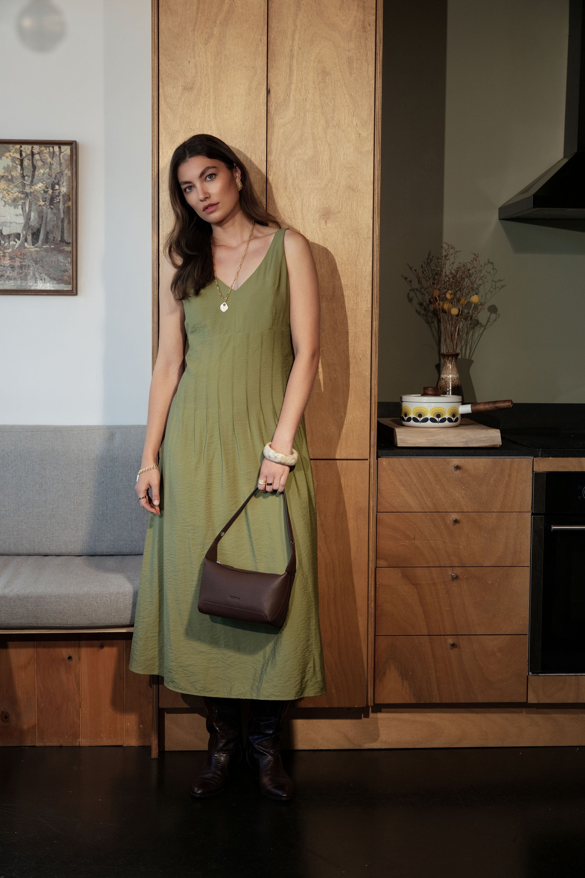 Shop Nina Fit and Flare Dress (Dill)