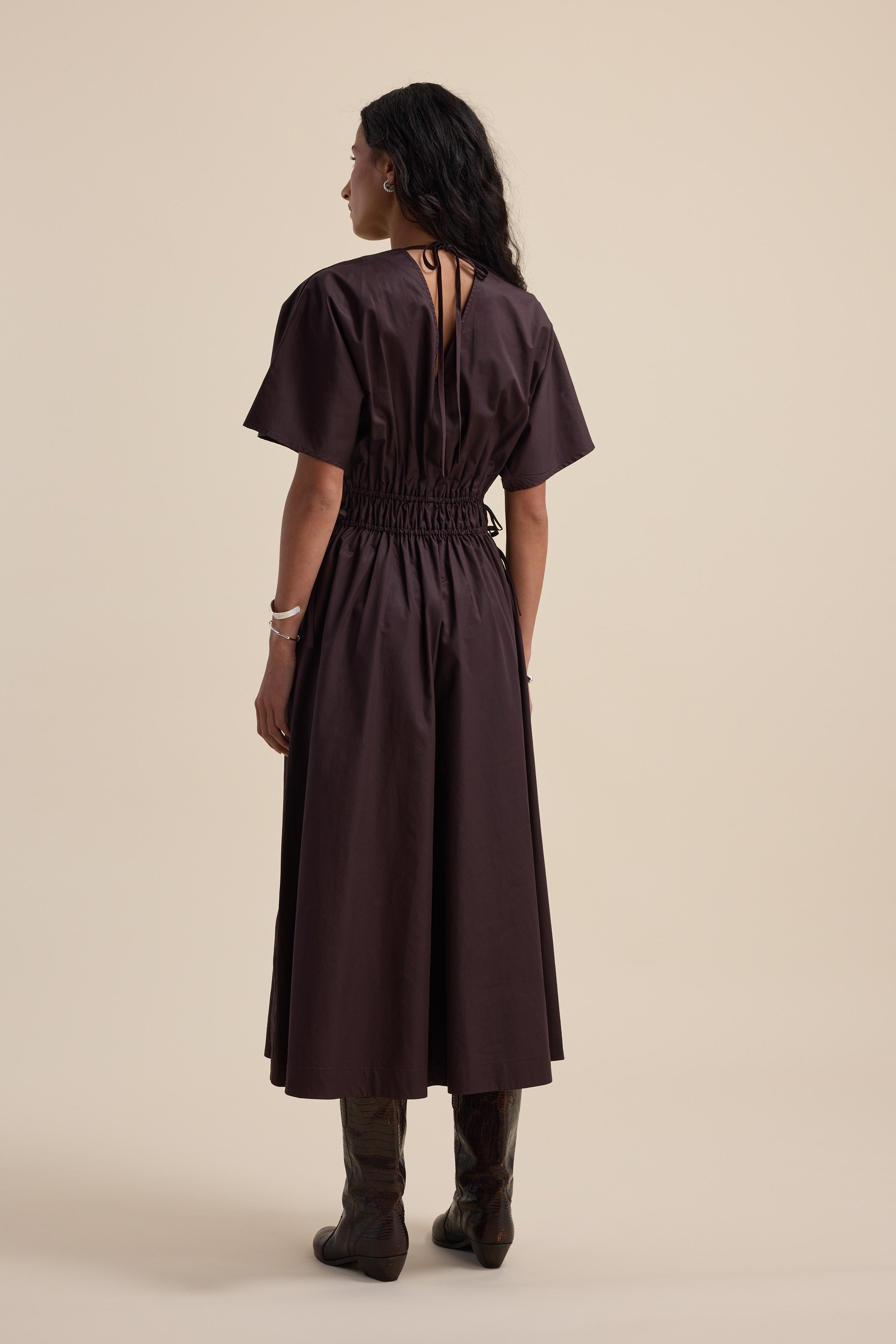 brown tie waist dress Womens Friends Like These Chocolate Brown Short Sleeve Jersey Tie waist Midi Dress US 16