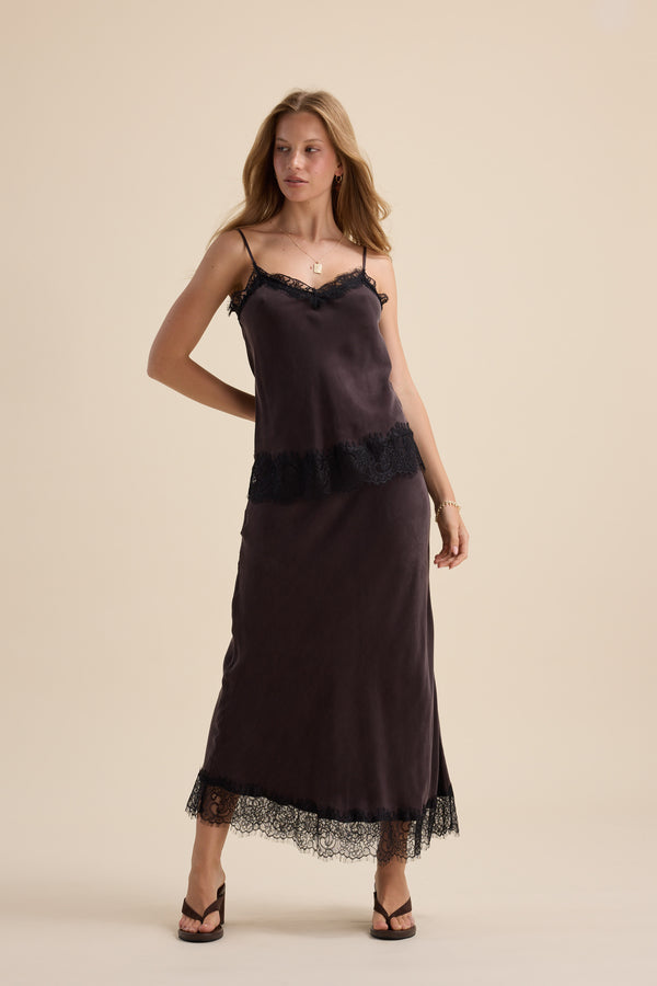 Eloise Lace Detail Slip Skirt