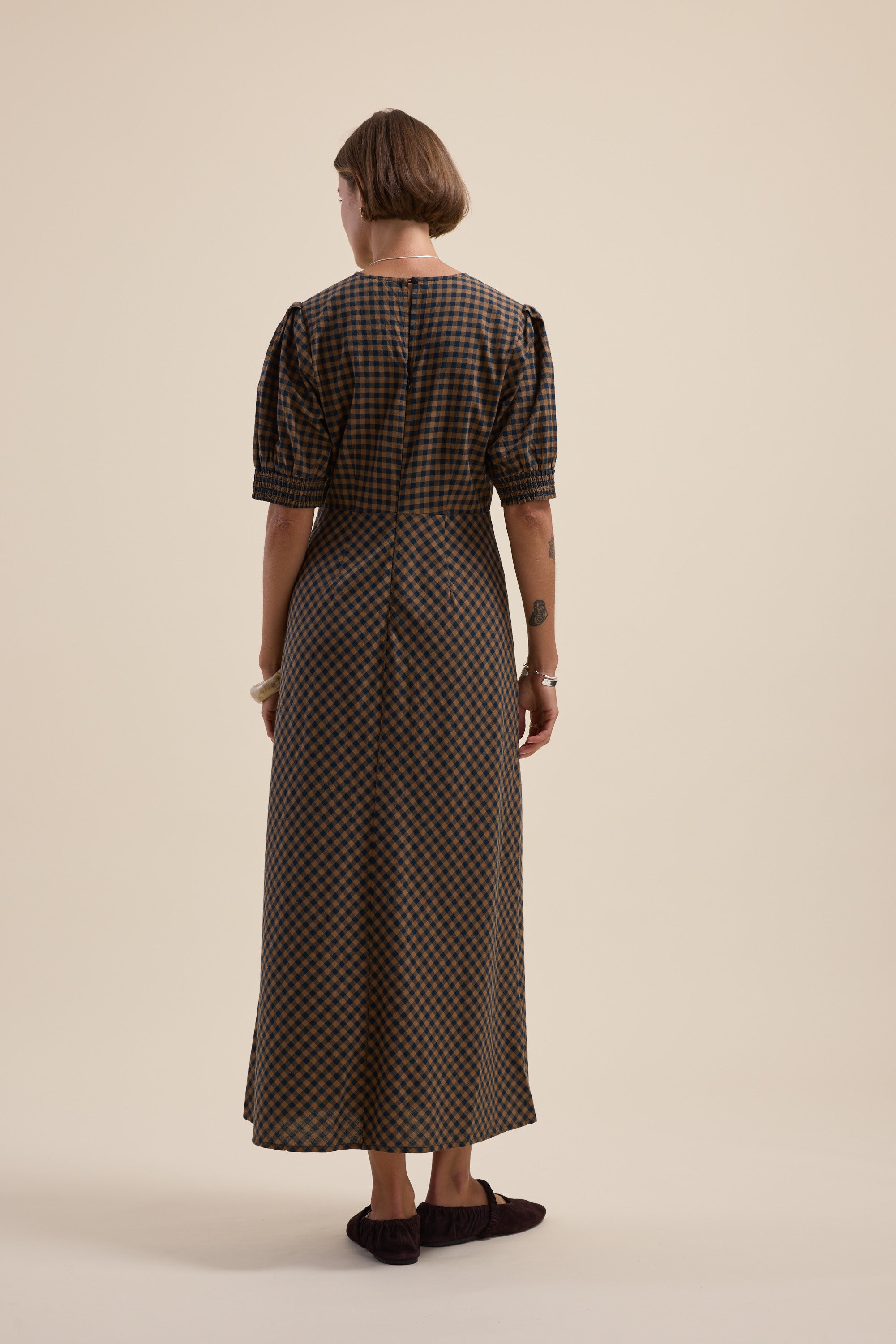 brown bias cut dress Shop Lucy (Petrol Gingham) Dovira Style it as the Size:xl-dd Tuckernuck Black Estelle Cape