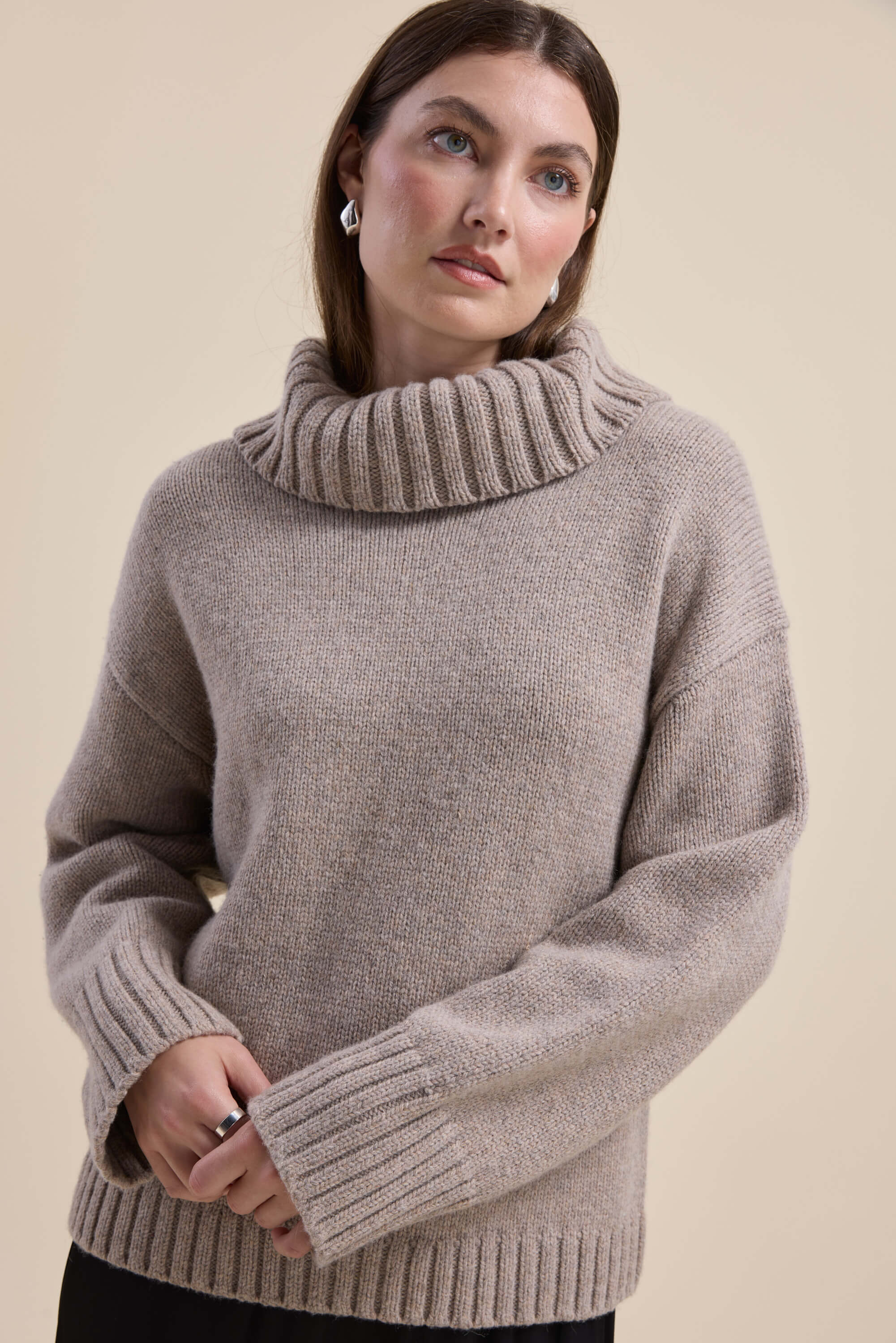 Shop Holly Wool Blend Roll Neck Sweater (Natural Marle) | Max