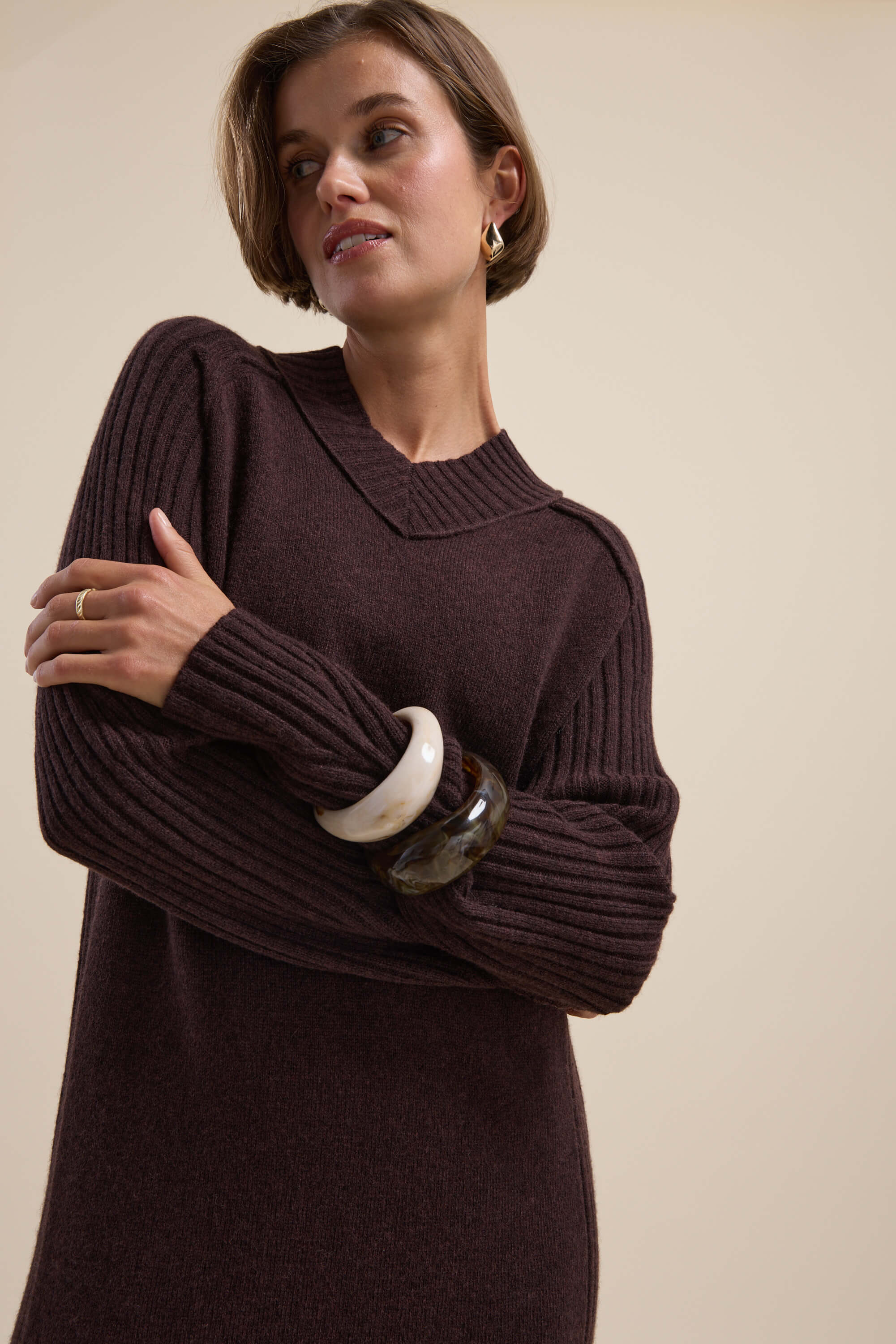 marle knit dress Little details with @dissh wearing the Zanthe Choc Marle Knit Dress happy Monday xx