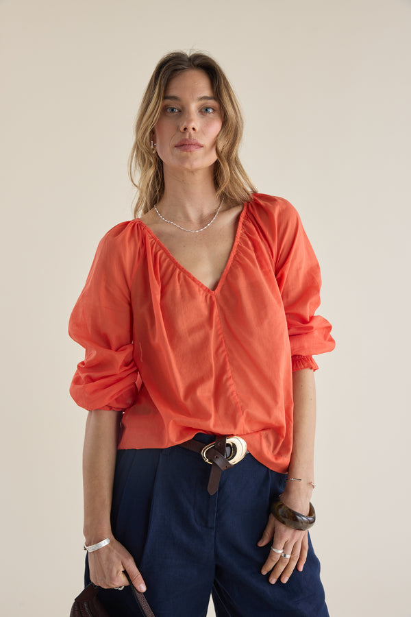 Elementary V Neck Long Sleeve Blouse