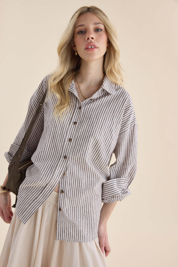 Elementary Linen Blend Boyfriend Shirt
