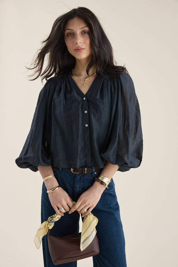 Emmy Gathered Sleeve Blouse