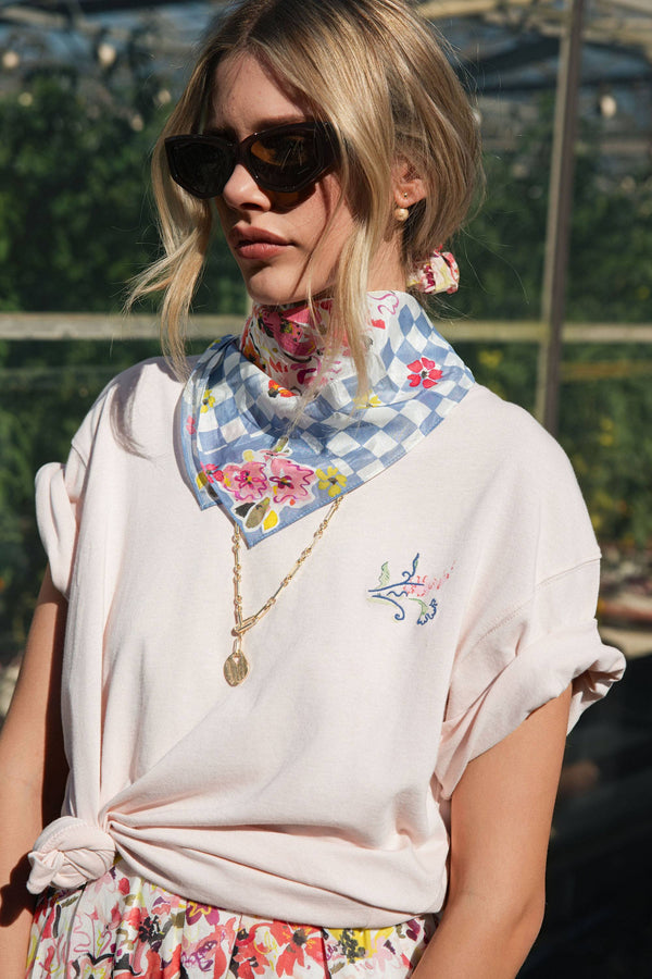 Gigi Check Border Silk Scarf