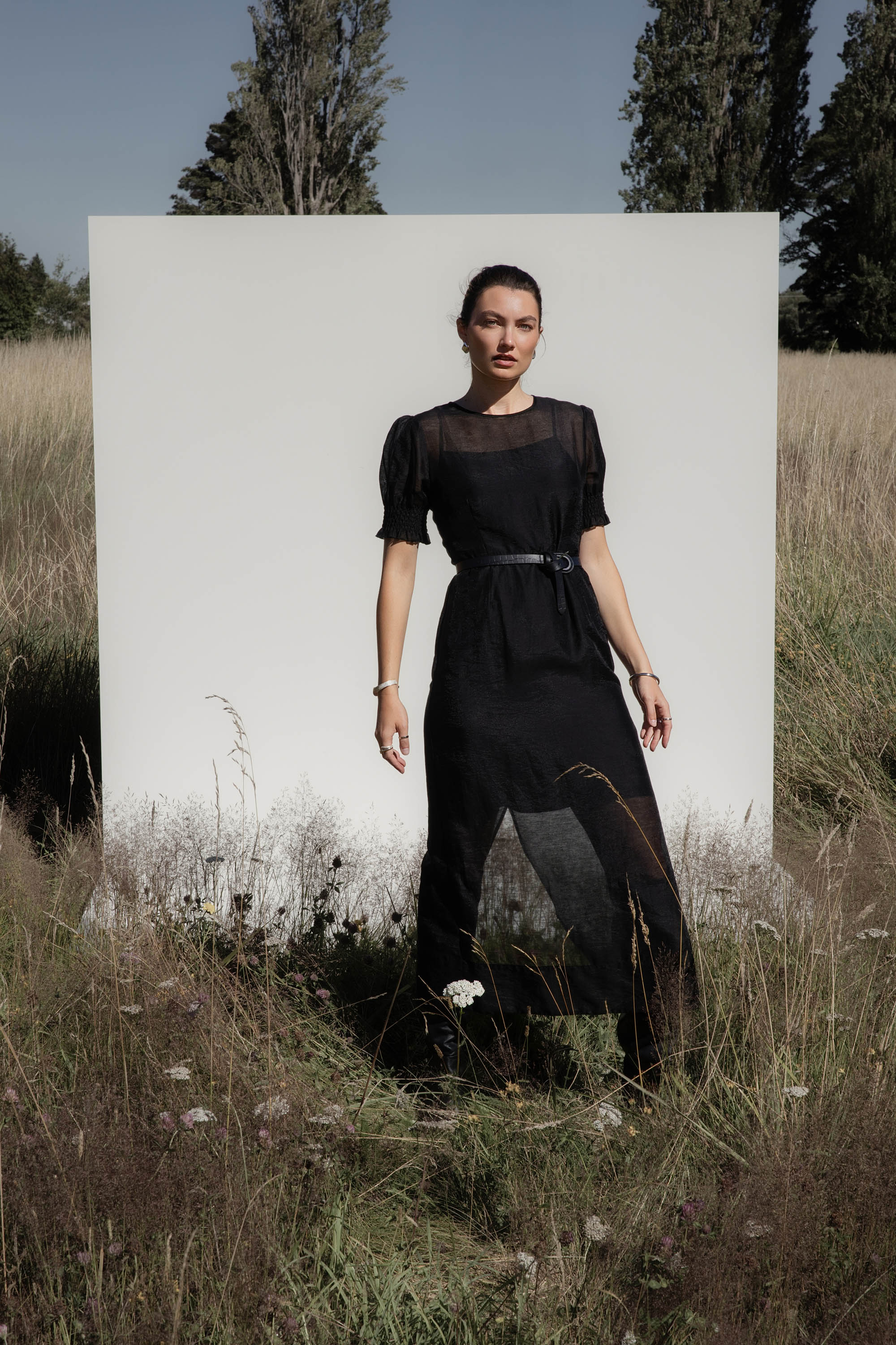 black dress with sheer panels Koemi Dress Guizio