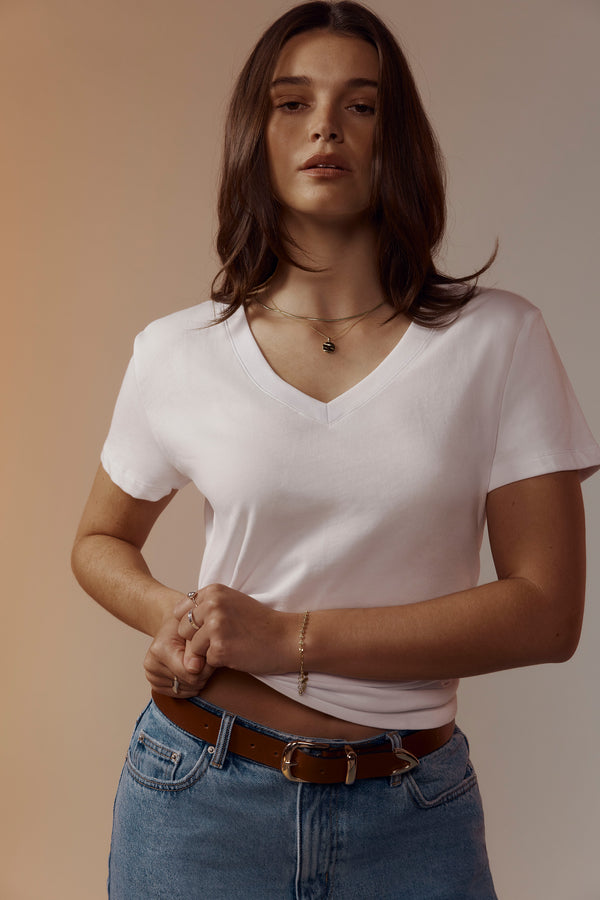 Astrid Organic/Pima Cotton V Neck Tee