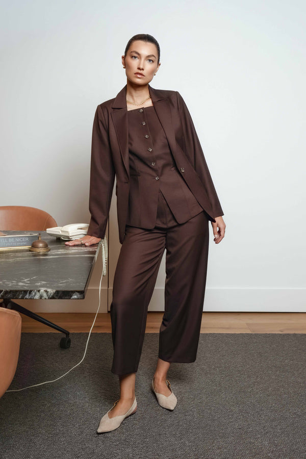 The Wool Blend Barrel Leg Pant