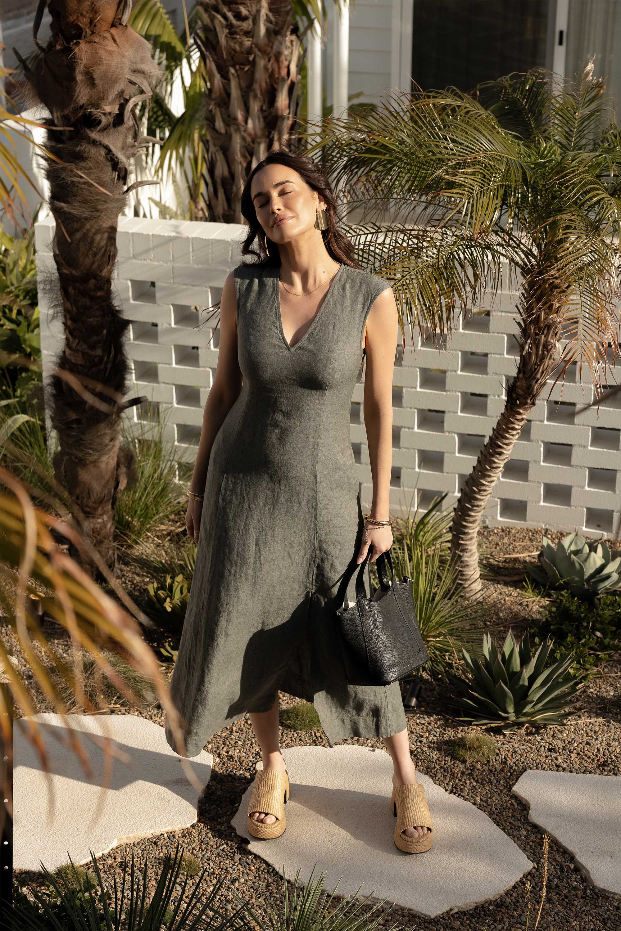 Alice V Neck Linen Dress