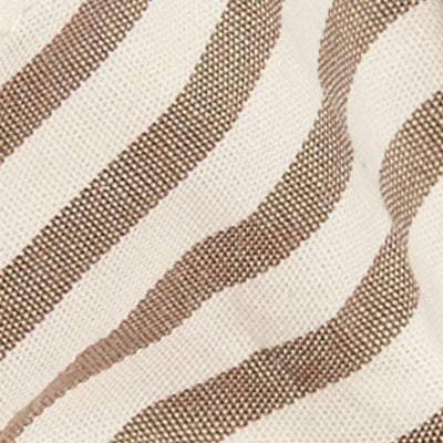 Close-up of NZ-inspired beige and white wavy striped fabric pattern.