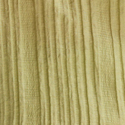 Close-up of NZ light yellow, vertically pleated textured fabric.