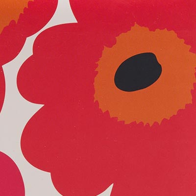 Bold, stylized NZ red flowers with black and orange centers on a white background.