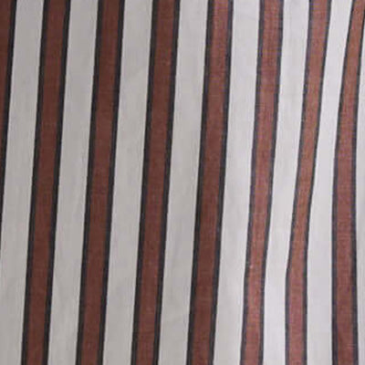 Vertical black and brown stripes on a white fabric evoke a classic NZ-inspired design.