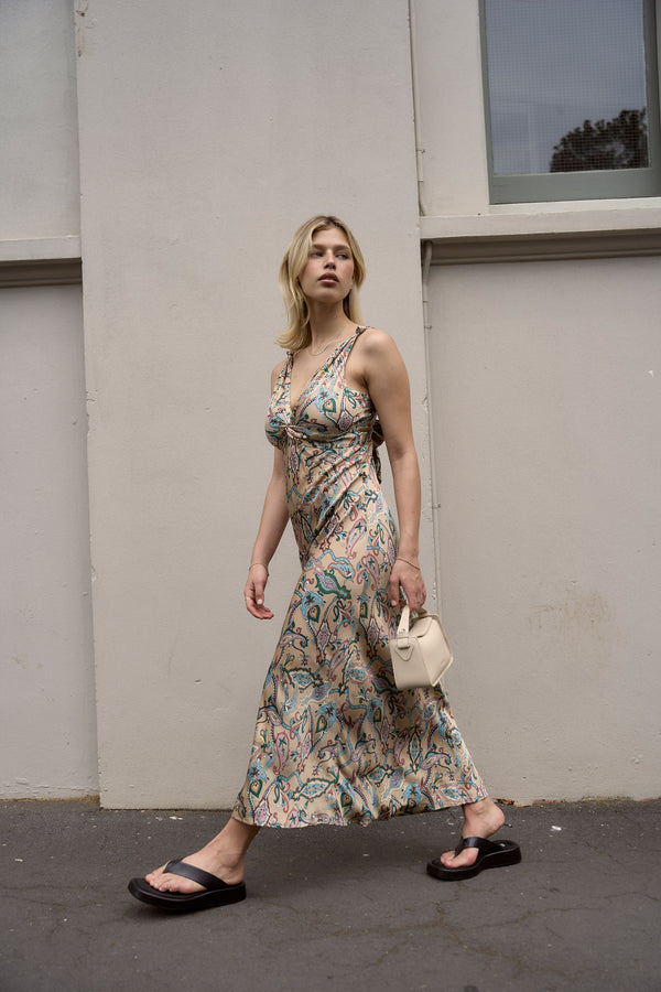 printed dresses Daria Green Maxi Dress a vacation dinner PRINTED DRESS Marvy Fashion
